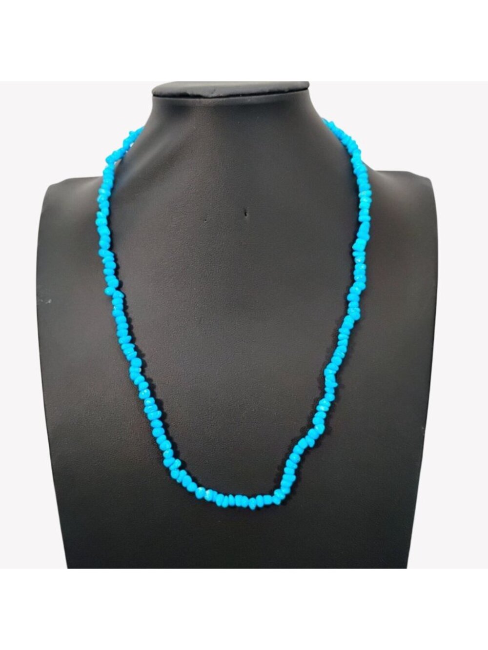 Hand Strung Sleeping Beauty Turquoise Nugget Bead Necklace 20" Long Southwest